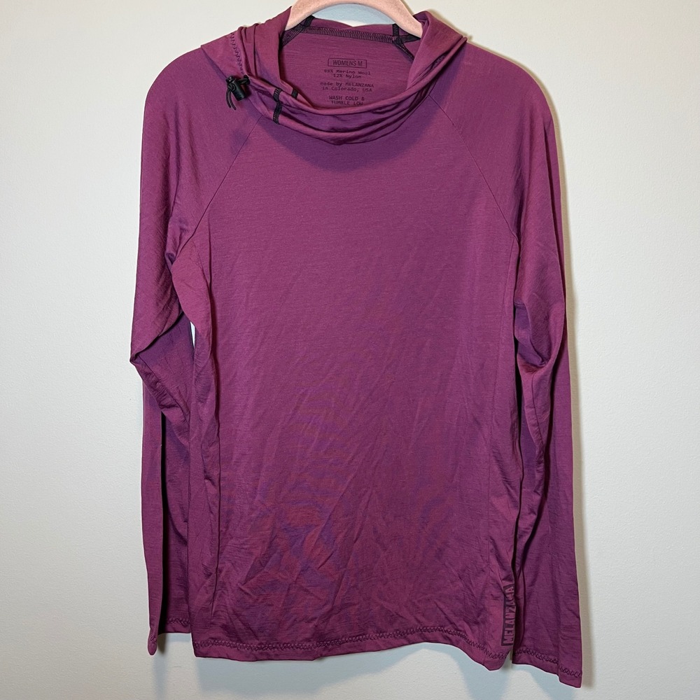 Melanzana Merino Wool Base Hoodie Women's Medium Purple Pullover Leadville